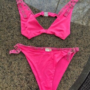 Pink Bikini with Silver Accents